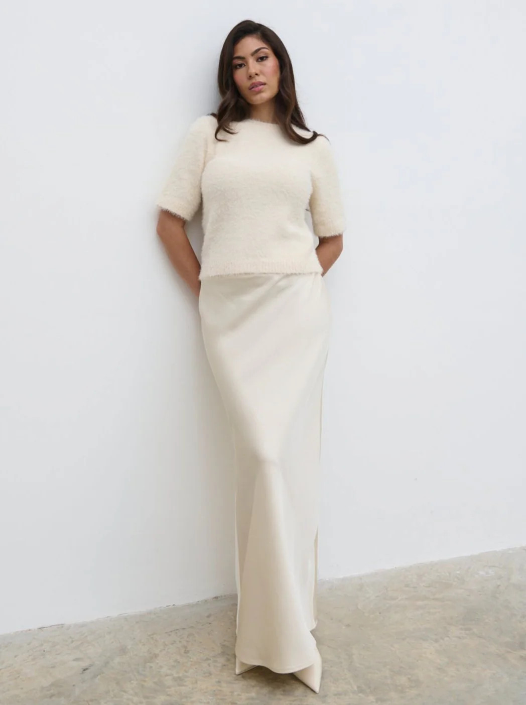 Kelly Cropped Fluffy Knit T-Shirt | Pretty Lavish (UK)