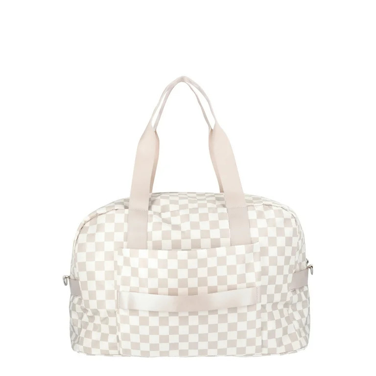 No Boundaries Women's Dome Weekender Bag, Tan Checker | Walmart (US)