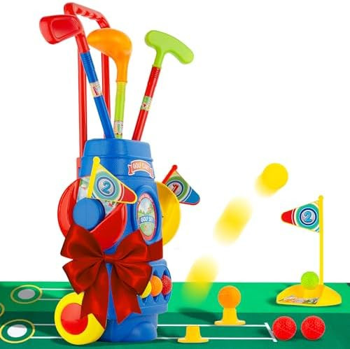 ToyVelt Toddler Golf Set - Kids Golf Clubs with 6 Balls, 4 Golf Sticks, 2 Practice Holes and a Pu... | Amazon (US)