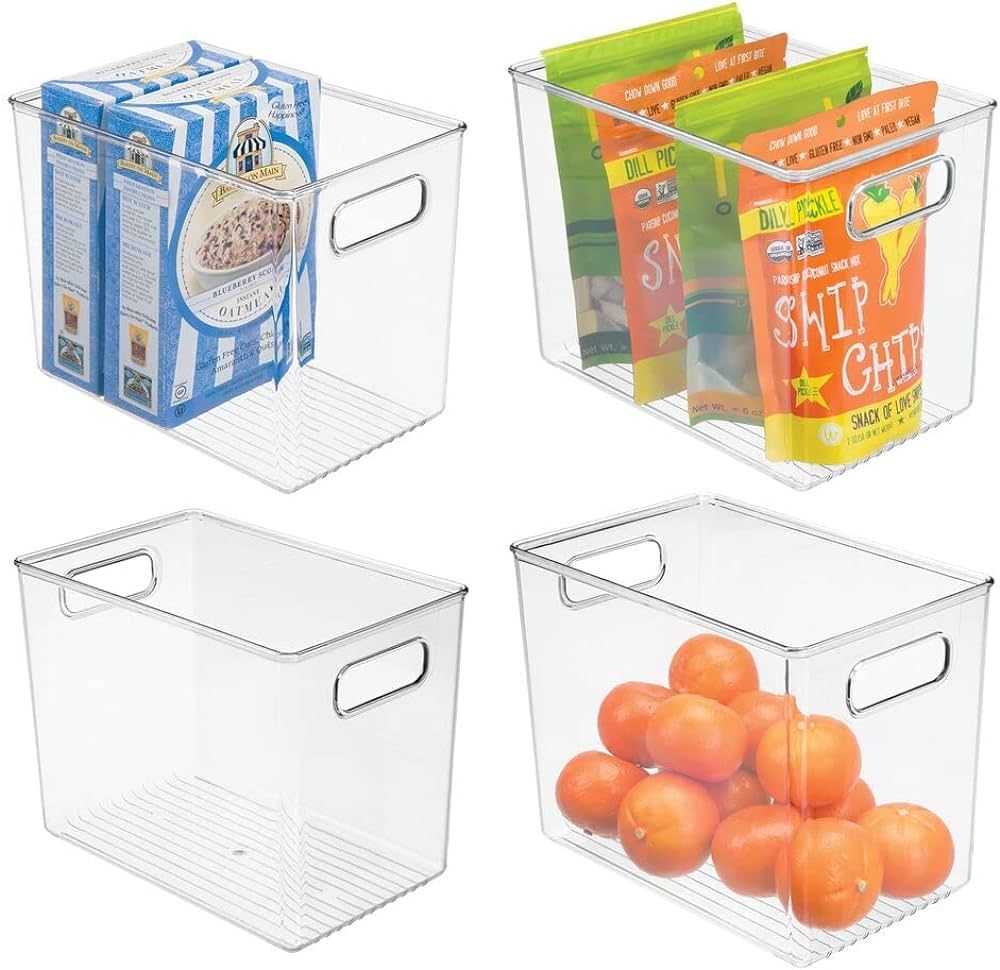 mDesign Plastic Deep Food Storage Organization Container Bin with Handles for Kitchen, Pantry, Ca... | Amazon (US)