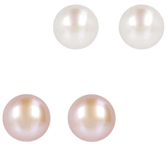 Honora Cultured Pearl Set of 2 Stud Earrings, Boxed | QVC