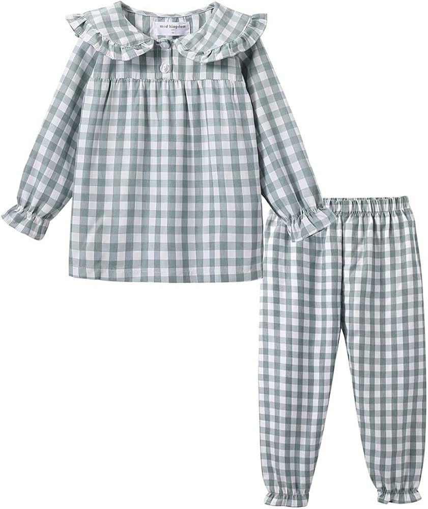Amazon.com: Mud Kingdom Baby Pajamas for Girls Kids Clothes Sets Button Down Lattice Peter Pan Co... | Amazon (US)