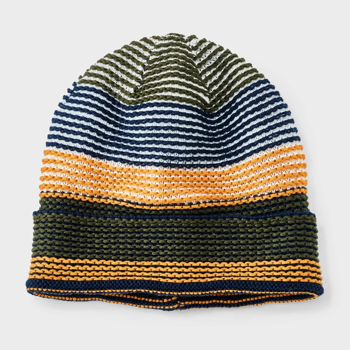Men's Fleece Lined Striped Beanie - Goodfellow & Co™ Blue/Gold/Green | Target