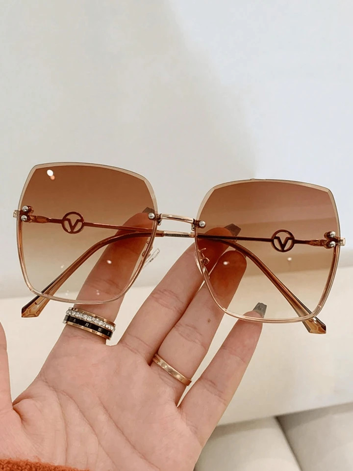1pc Women's Retro Frameless Square Gradient Tinted Metal Leg Fashion Fashion Glasses Beach Accessories For Women Glasses Shades Elegant Outfit | SHEIN