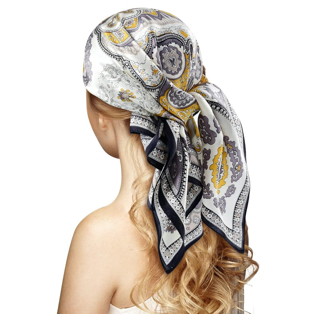 Pañuelo para la cabeza 100% seda para mujer, 27 pulgadas, bufandas de satén para la cabeza, pa... | Amazon (US)