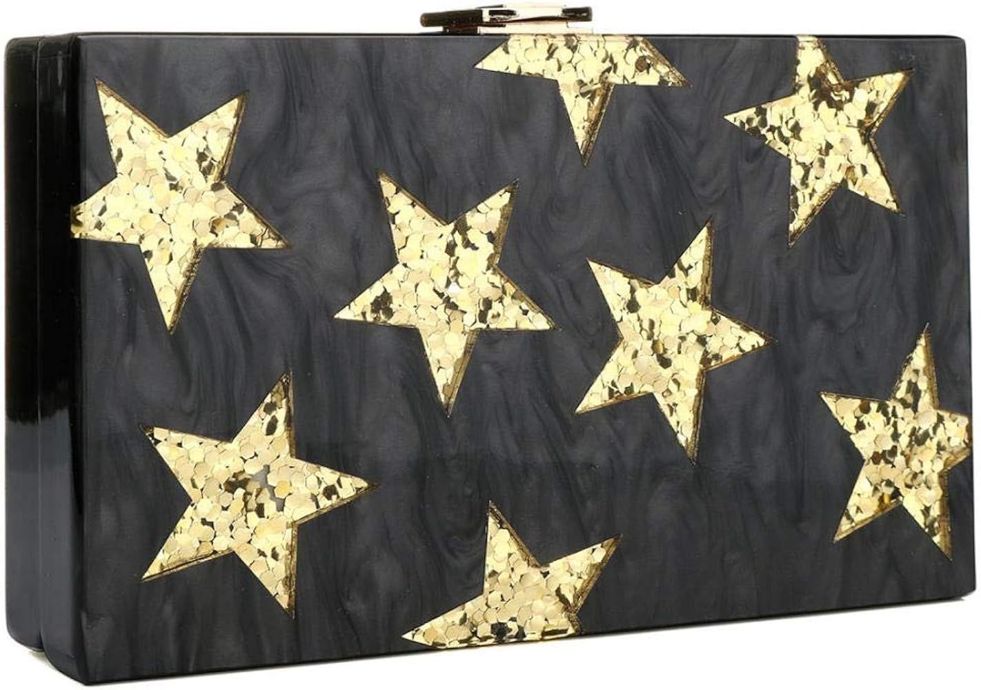 Womens Glitter Sequins Evening Bag Box Acrylic Star Designer Party Prom Wedding Clutch Purse Handbag | Amazon (US)