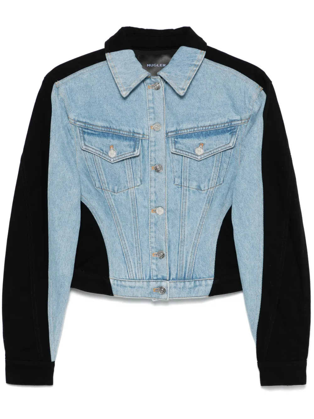 Mugler colour-block Denim Jacket | Blue | FARFETCH SK | Farfetch Global