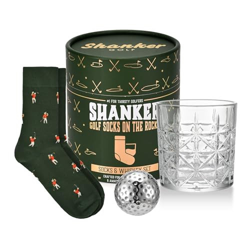 Shanker Golf - Golf Socks on The Rocks - Socks, Whiskey Glass & Golf Ball Ice Stone Set - Golf Gift Set for Men - Size 8-13 | Amazon (US)