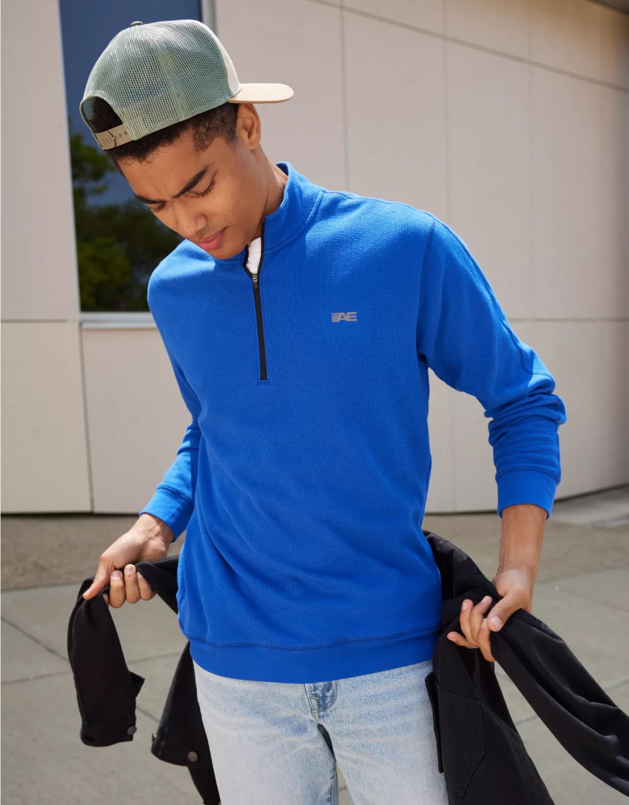 AE 24/7 Venture Out Thermal Quarter-Zip Sweatshirt | American Eagle Outfitters (US & CA)