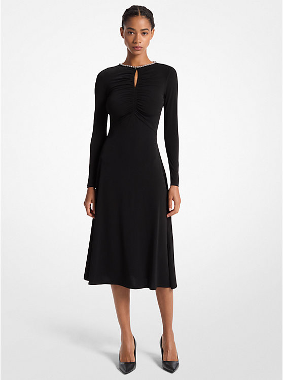 Embellished Matte Jersey Keyhole Dress | Michael Kors US