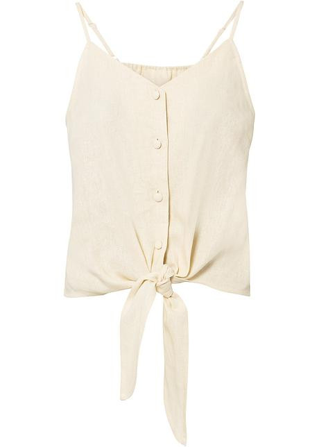 Modisches Leinentop zum Binden mit dünnen Trägern und Knopfleiste | Bonprix DE