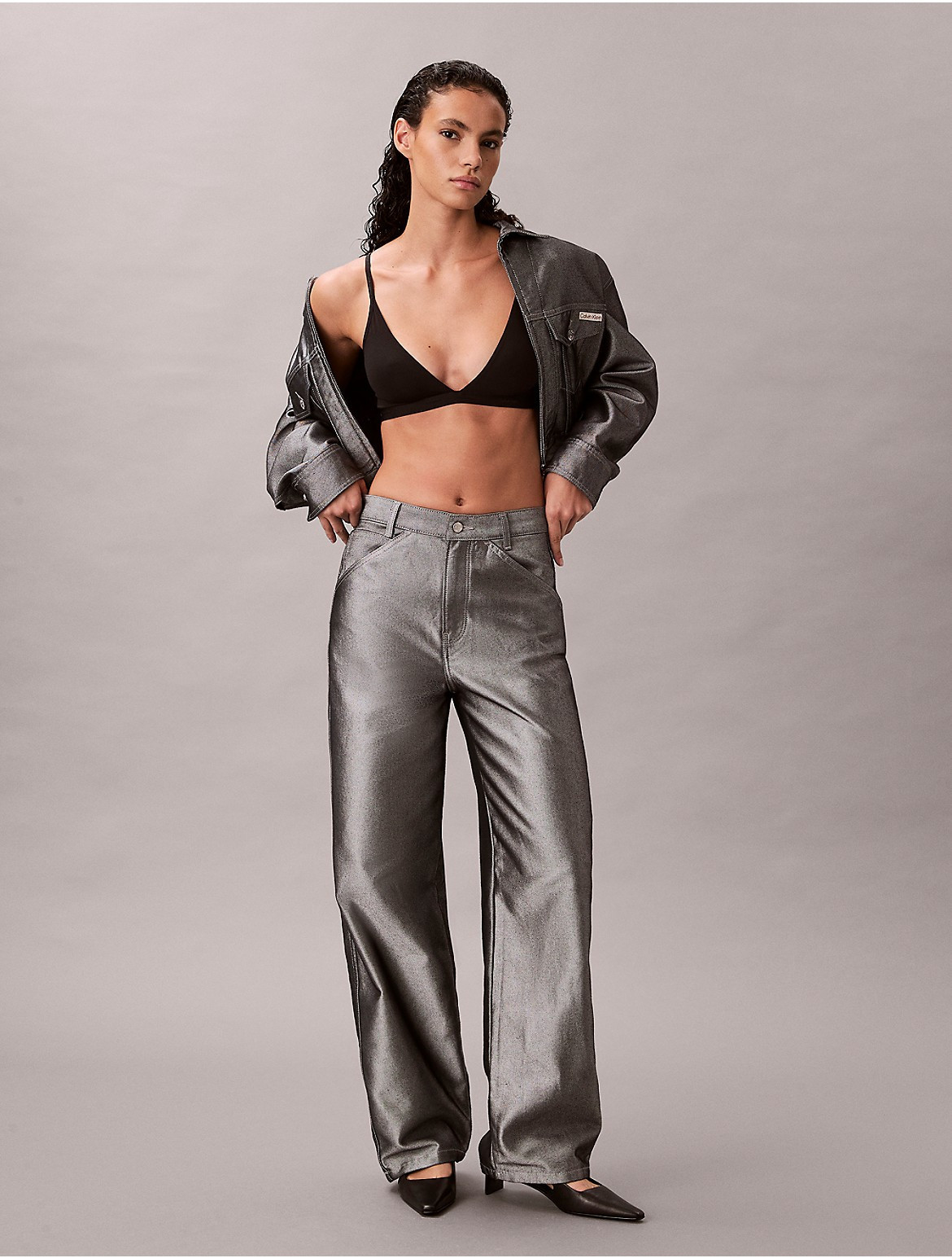 Calvin Klein Women's Shine Barrel Fit Jeans - Grey - 27W x RL | Calvin Klein (US)