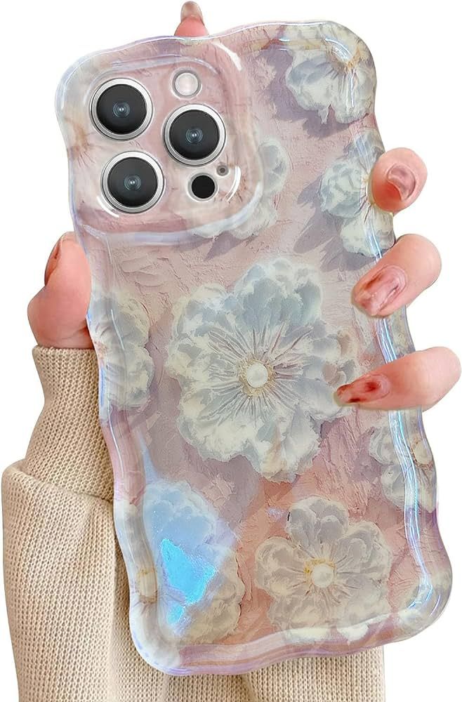 EYZUTAK Case for iPhone 13 Pro Max, Colorful Retro Oil Painting Flower Laser Beam Glossy Pattern ... | Amazon (US)