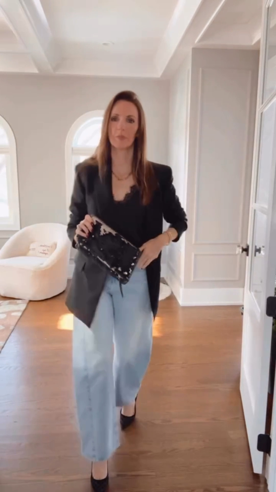 Countdown to Christmas: The Daily Look | Day 2

A great black blazer is worth the hunt — and this oversized Zara one was exactly what I’d been searching for.

Layered over a silky satin top with lace detail from a vintage Stella & Dot collection (IYKYK 🤍), paired with a lighter-wash barrel jean and elegant polka-dot Sam Edelman heels from last year - they are on sale!! 

Finished with a sequin Stella & Dot clutch because sparkle season always calls for a little extra.

Follow along to see tomorrow’s look 🎄

Comment LOOK to shop the outfit!