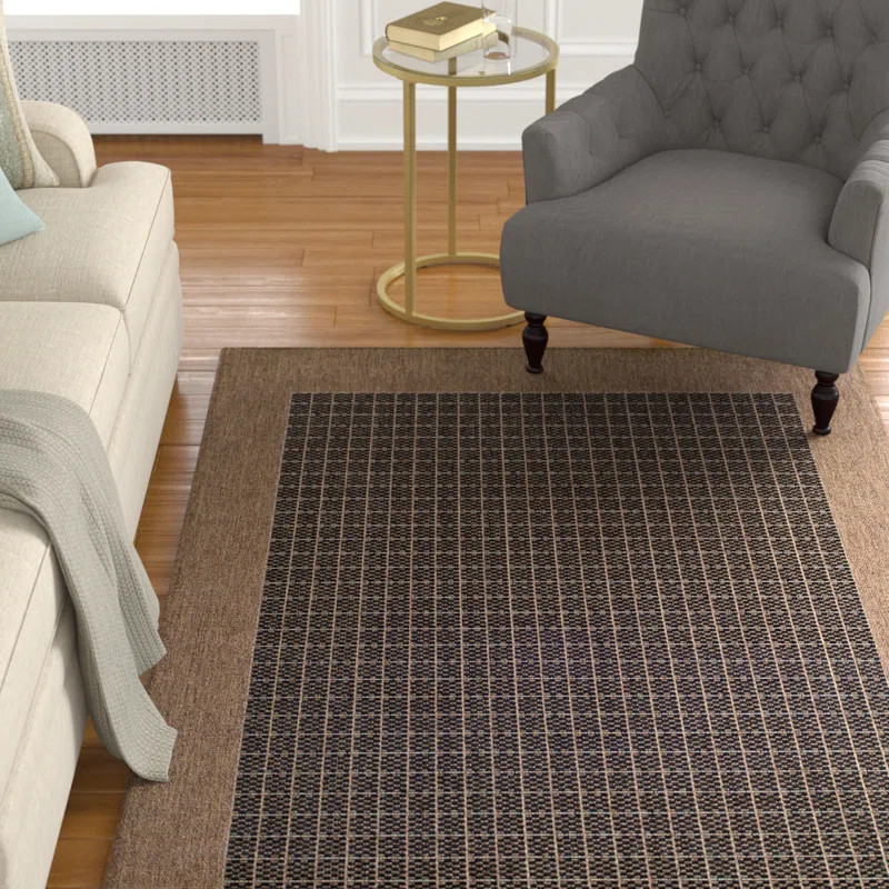 Lukasz Flatweave Black Cocoa Indoor Outdoor Area Rug | Wayfair North America