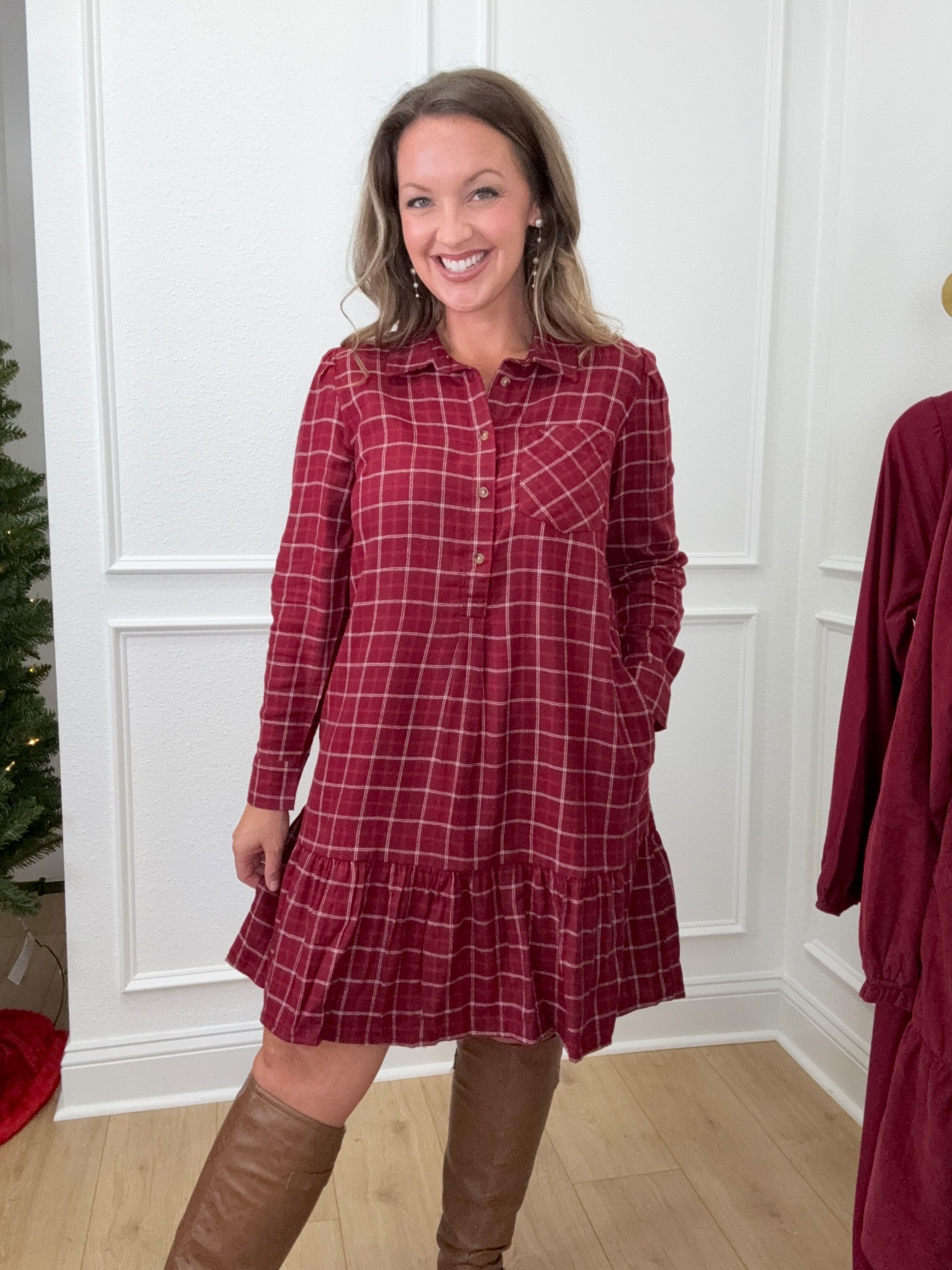 🎄 Walmart Holiday Dress Find! 🎄
This plaid mini dress is giving all the classic Christmas vibes. Perfect for holiday parties, family gatherings, or festive photos! ❤️
Love the flattering fit, ruffle hem, and timeless plaid print.
I’m 5’5”, size 8/10 wearing a Medium -fits true to size!
All this style for under $25! 🙌
#walmartfashion #walmartfinds #ltkwalmart #ltkmidsize #ltkfindsunder50 #christmasdress #holidayoutfit #plaidmini #walmartoutfit #affordablefashion #midsizefashion #holidaystyle #budgetfriendlyfashion #walmartstyle #plaiddress 

 #LTKHoliday #LTKSeasonal #LTKFindsUnder50