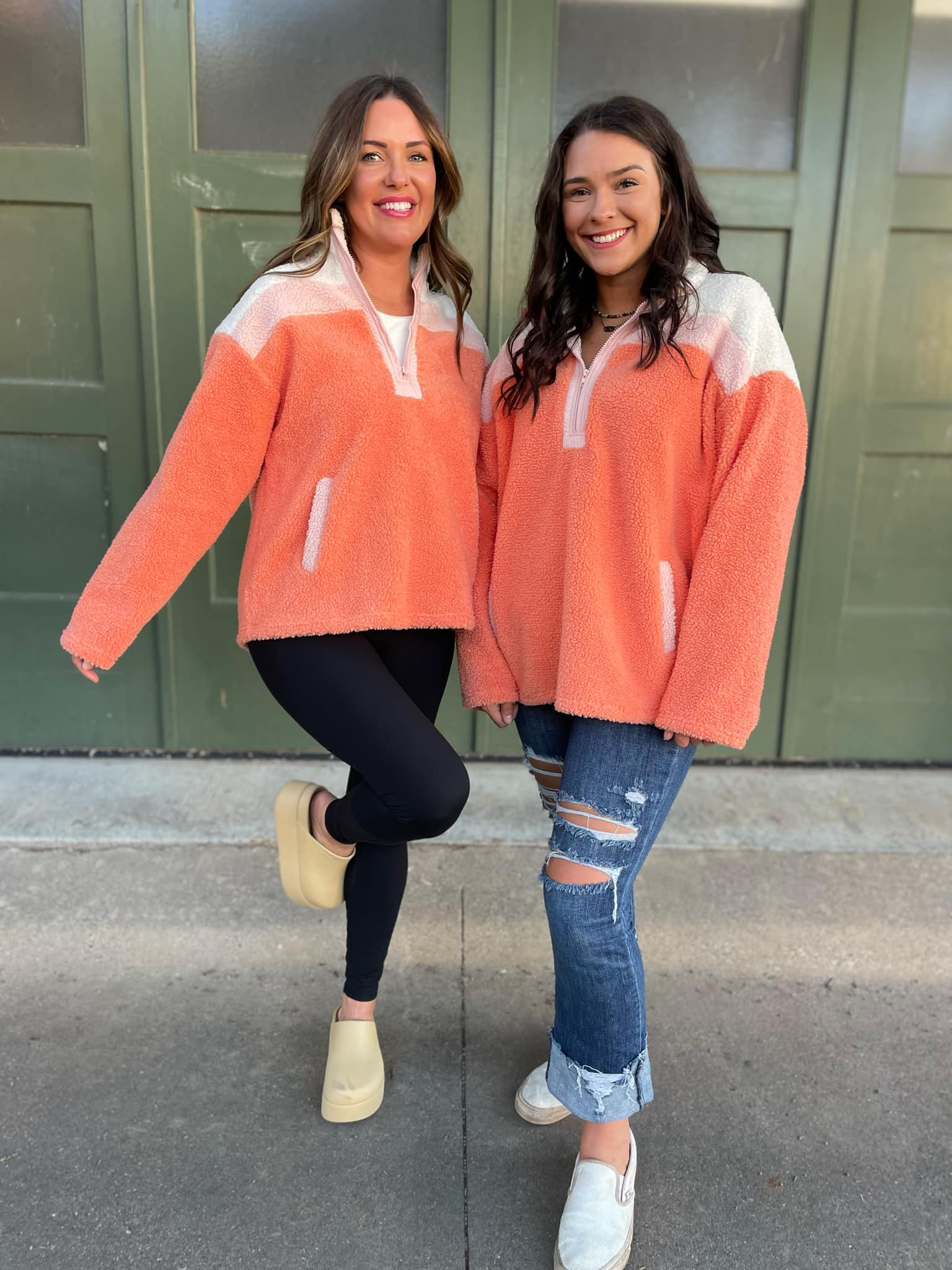 Half Zip Fleece Pullover in Sherbet | S | Casual Chic Boutique