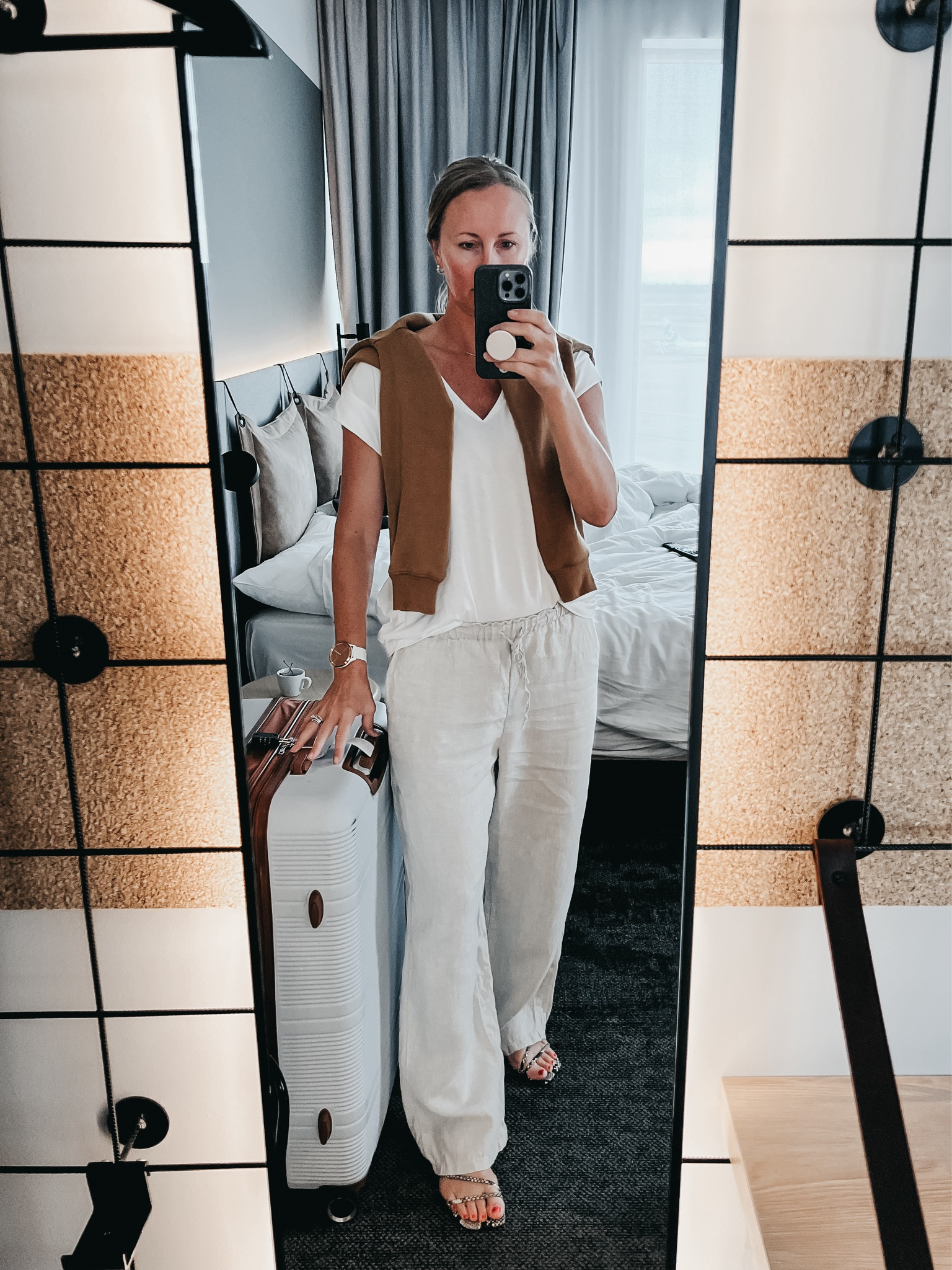 Travel outfit 

J. Crew Linen pants, Frame white tee, Rebecca Minkoff sweatshirt

Travel style, comfy style

#LTKOver40 #LTKSaleAlert #LTKTravel