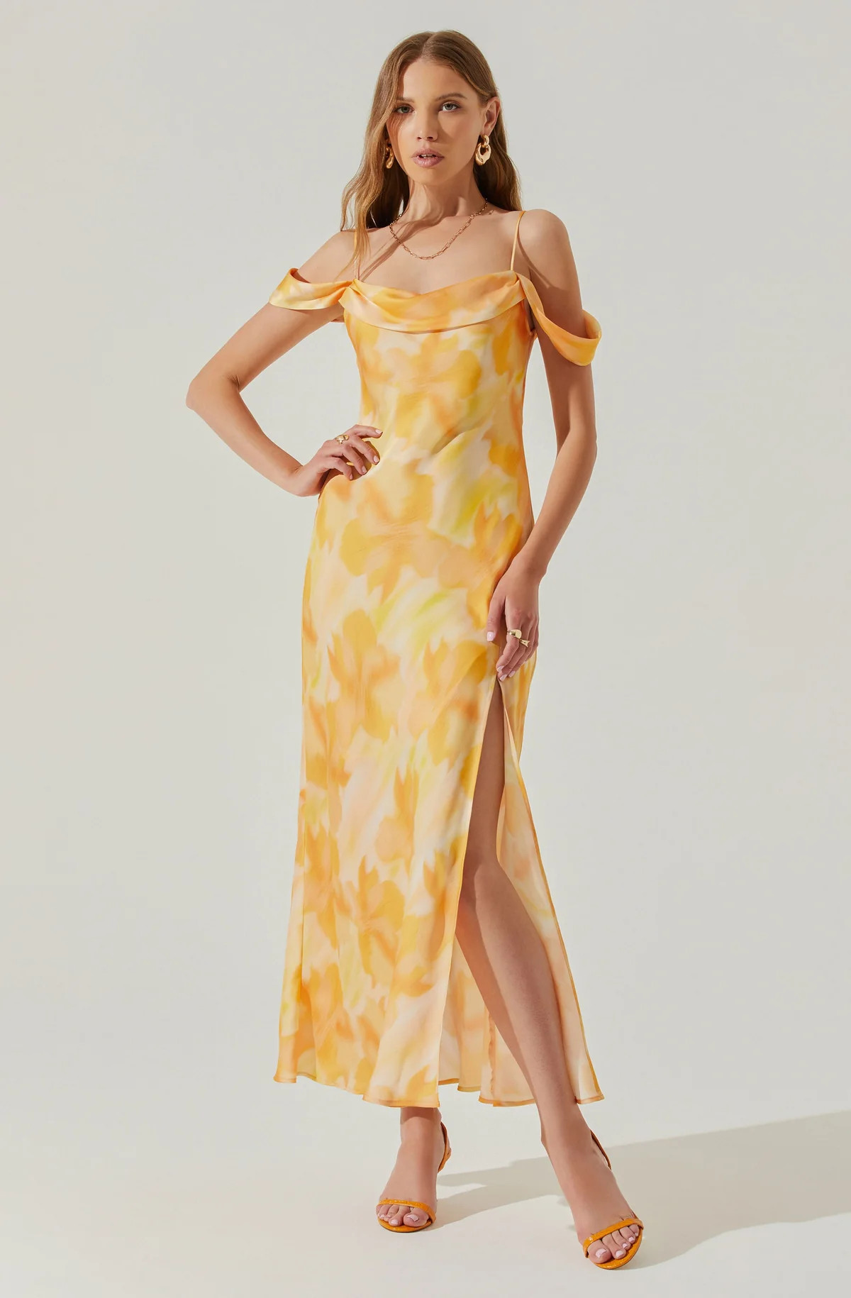 Kitura Cold Shoulder Cowl Neck Midi Dress | ASTR The Label (US)