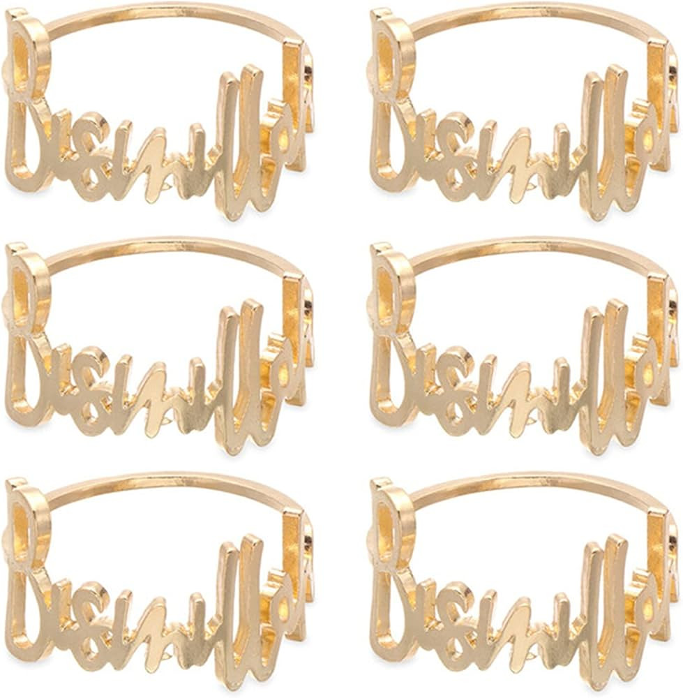 Napkin Rings- 6 Pcs Bismillah Letter Metal Napkin Ring Set Alphabet Napkin Buckles Holder Table D... | Amazon (US)