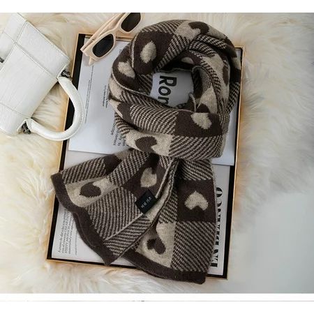 Womens Plaid Love Heart Knit Scarf Classic Soft Knitting Scarves Winter Autumn Multi-Color Gift for  | Walmart (US)