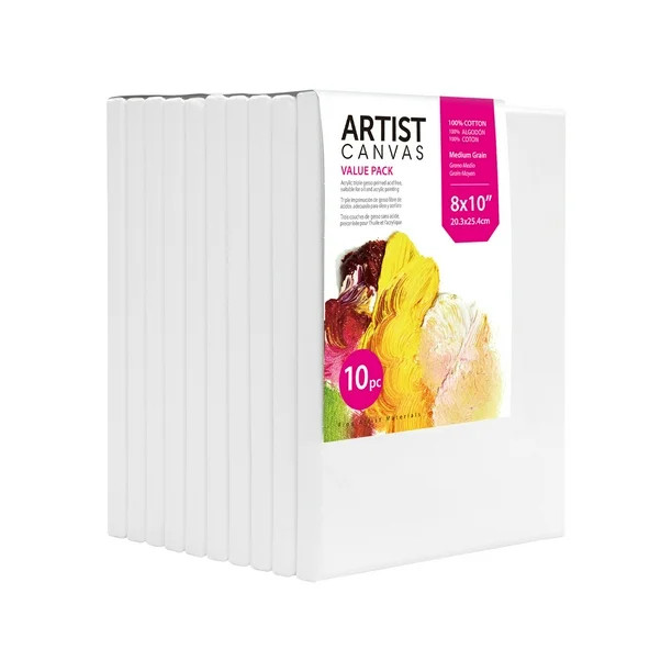 Studio Stretched Canvas, 100% Cotton Acid Free Canvas, 8"X10", 10 Pieces - Walmart.com | Walmart (US)