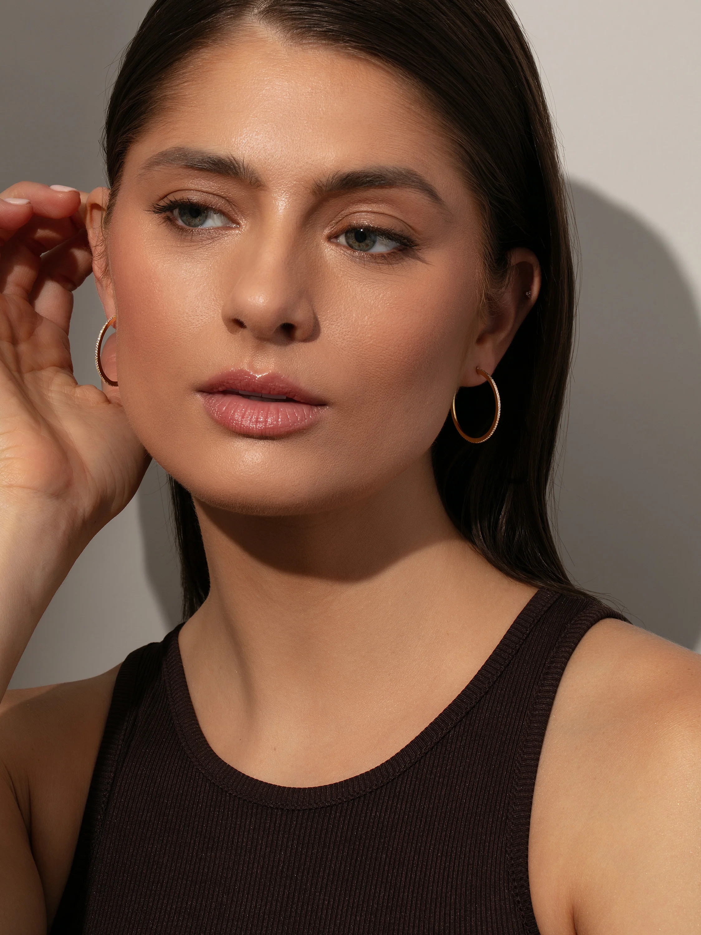 Pavé Thin Hoop Earrings in Gold and Silver | Uncommon James | Uncommon James