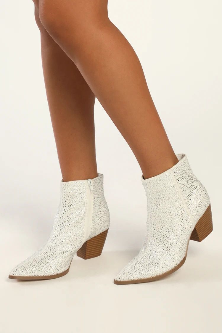 Silver Rhinestone Ankle Booties - Festival Outfits - Concert Outfits - Music Festival Outfit | Lulus (US)