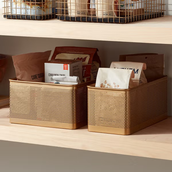 Serena Stamped Metal Bins | The Container Store