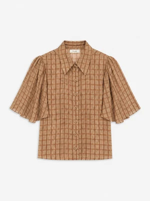 The Flutter Shirt -- Taupe Multi Plaid | Frame Denim