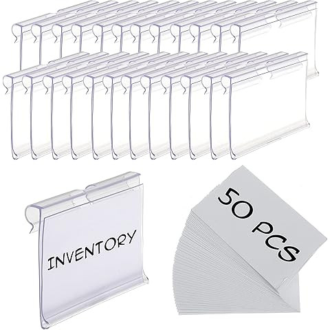 Meetory 50 PCS Clear Plastic Label Holders for Wire Shelf Retail Price Label, Basket Bin Labels C... | Amazon (US)