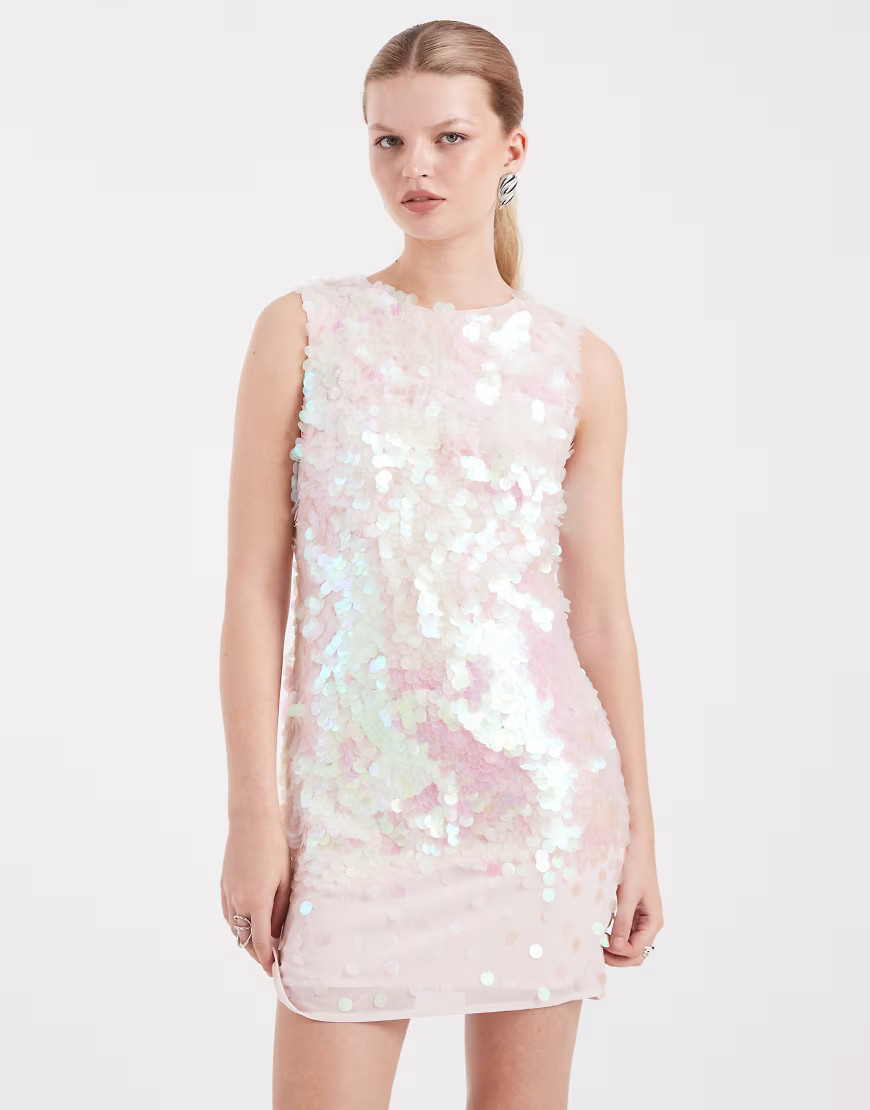 Miss Selfridge – Pailletten-Etuikleid in Rosa | ASOS (Global)