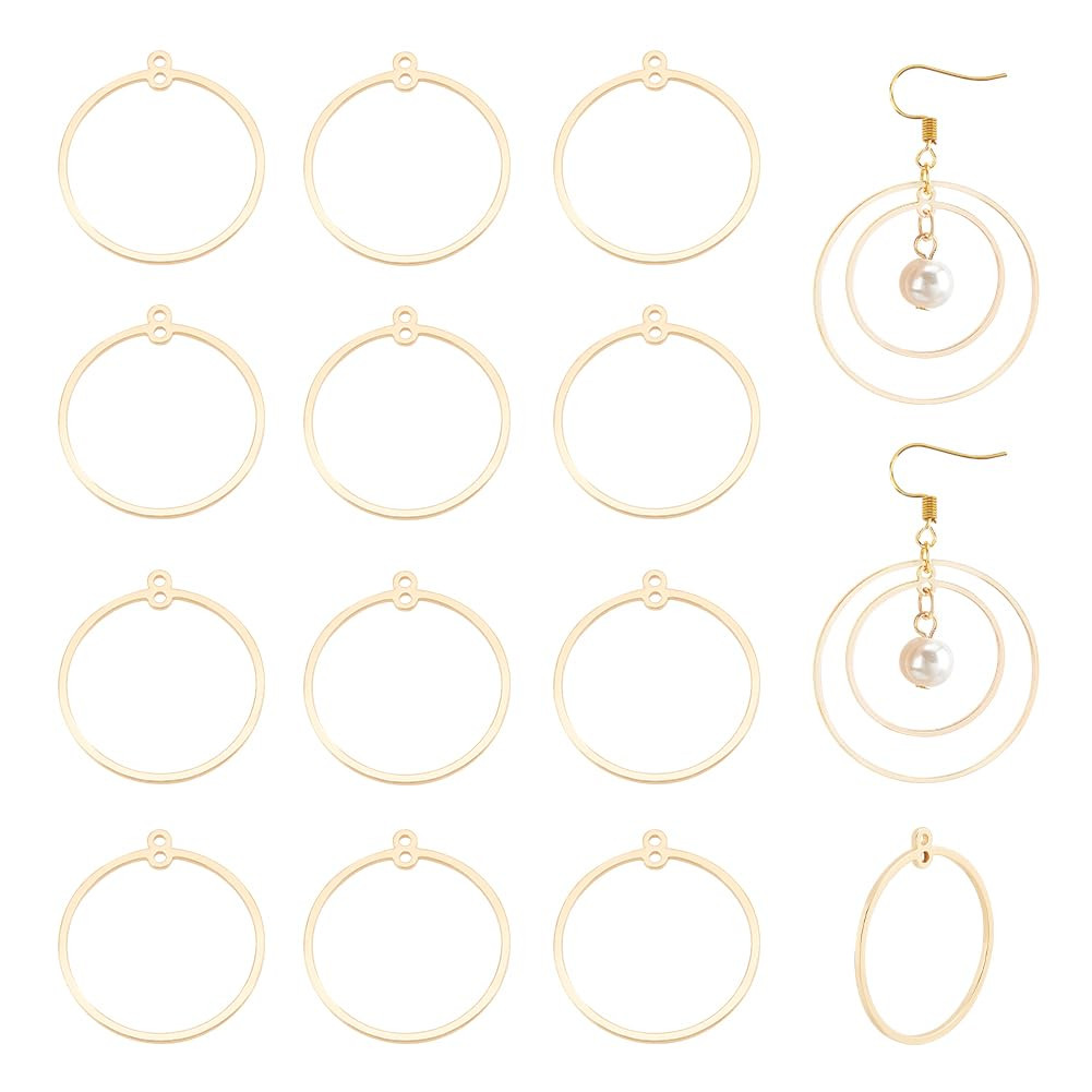 BENECREAT 20pcs 18K Real Gold Plated Round Beading Hoop Earring Finding Components for Jewelry Ma... | Amazon (US)
