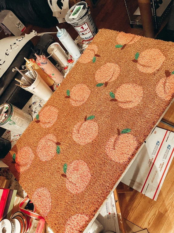 Peach Doormat Summer Doormat  Farmhouse Decor  Home Decor | Etsy | Etsy (US)
