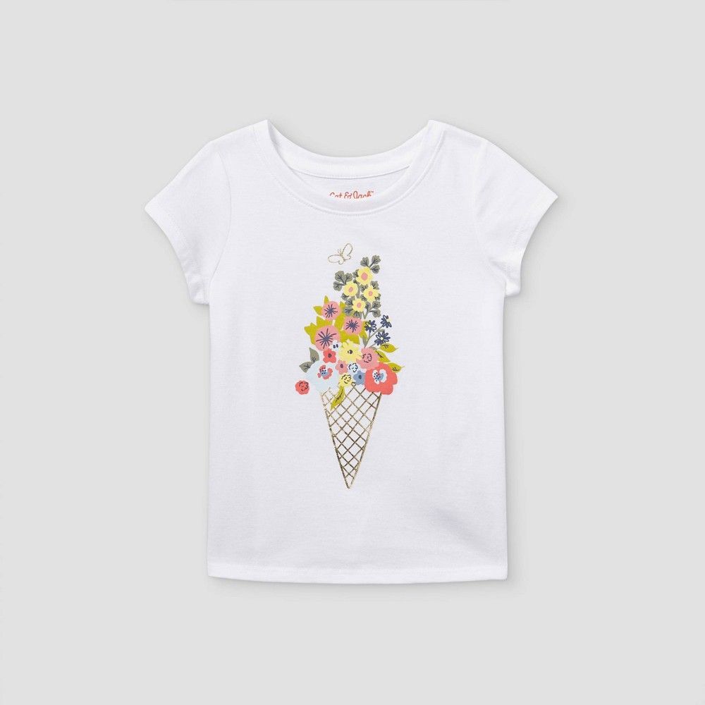 Toddler Girl' Floral Ice Cream hort leeve T-hirt - Cat & Jack™ White 18M | Target