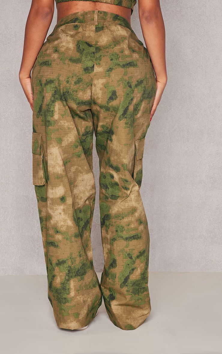 Shape Khaki Camo Pocket Detail Wide Leg Pants | PrettyLittleThing US