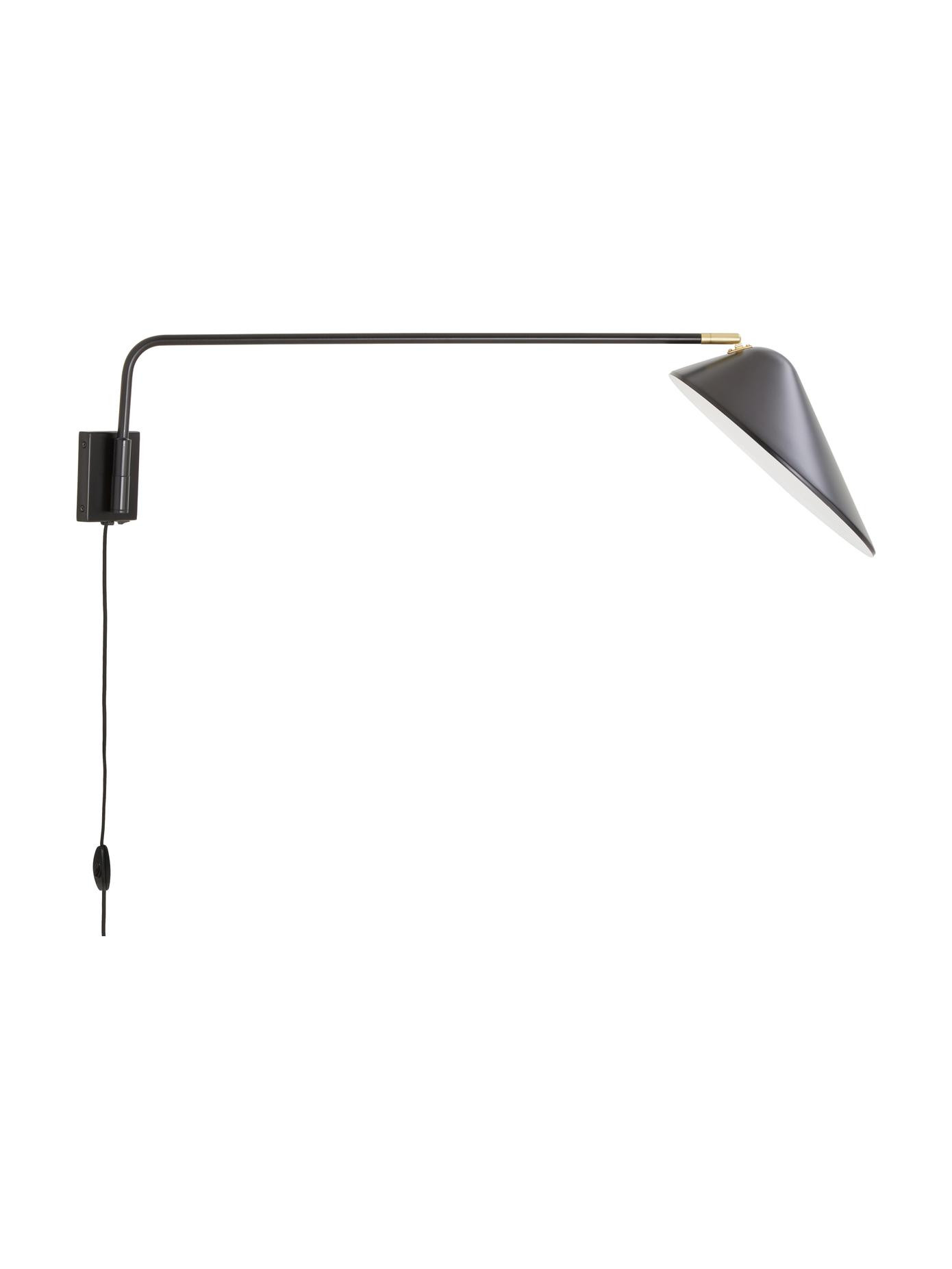 Large wall lamp Neron with plug and gold decor in black | WestwingNow EU