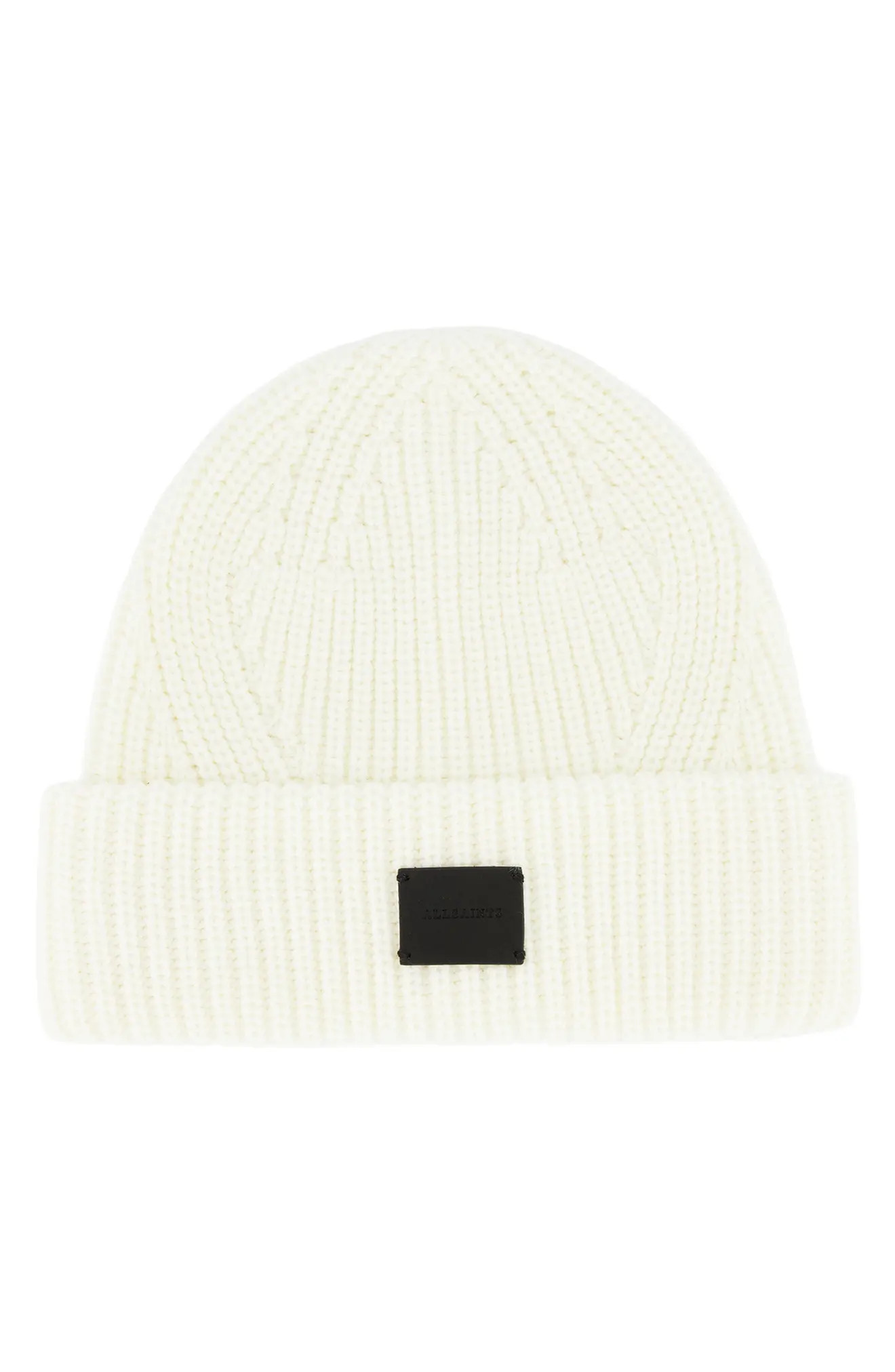 AllSaints Ribbed Beanie in Chalk at Nordstrom | Nordstrom
