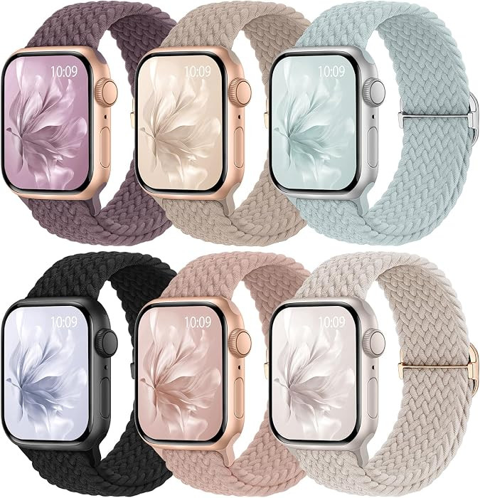 6 Pack Braided Stretchy Bands Compatible with Apple Watch Band Women Men | Amazon (US)