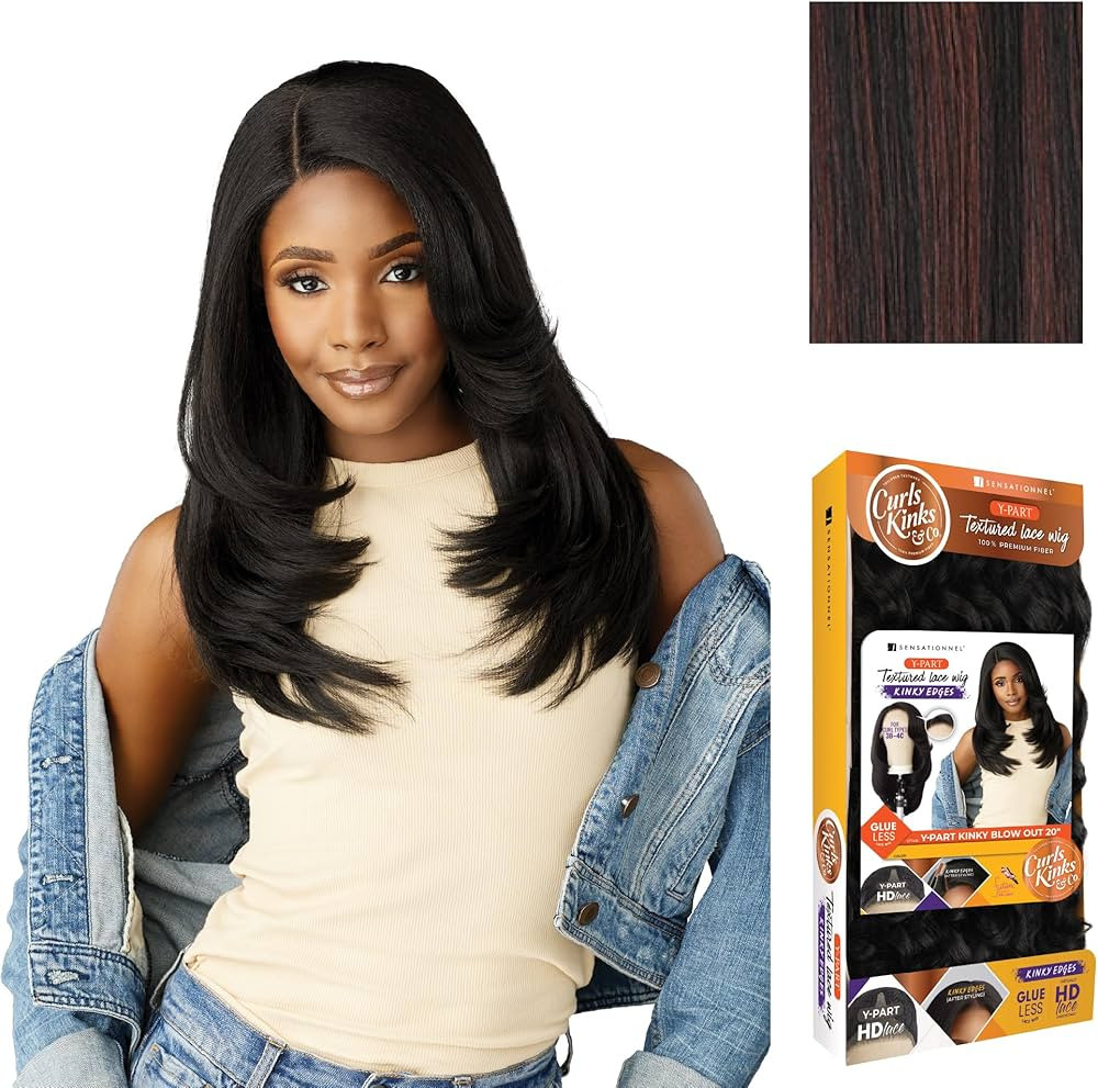 Sensationnel Curls Kinks and Co Kinkyedges Wig - Kinky Blow Out 20 Inch Y Part Lace Natural Kinky... | Amazon (US)