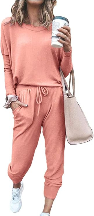 Necosthua Women's Jogger Set Long Sleeve Sweatsuits Tracksuits Pullover Tops Sweatpants 2 Pcs Out... | Amazon (US)