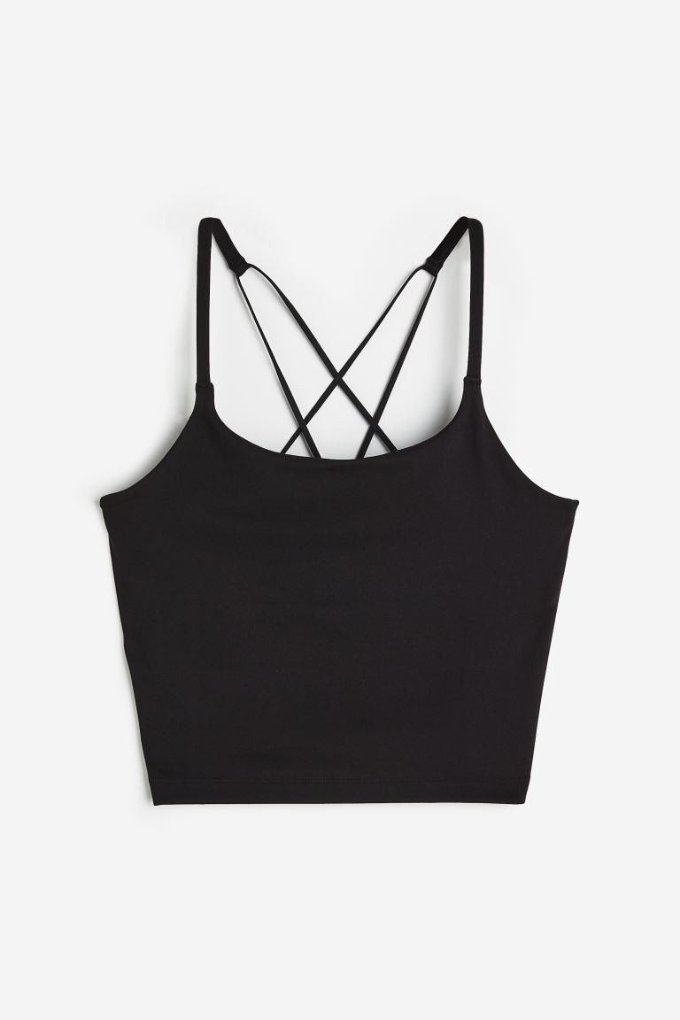 DryMove™ Sports Crop Tank Top - Black - Ladies | H&M US | H&M (US + CA)