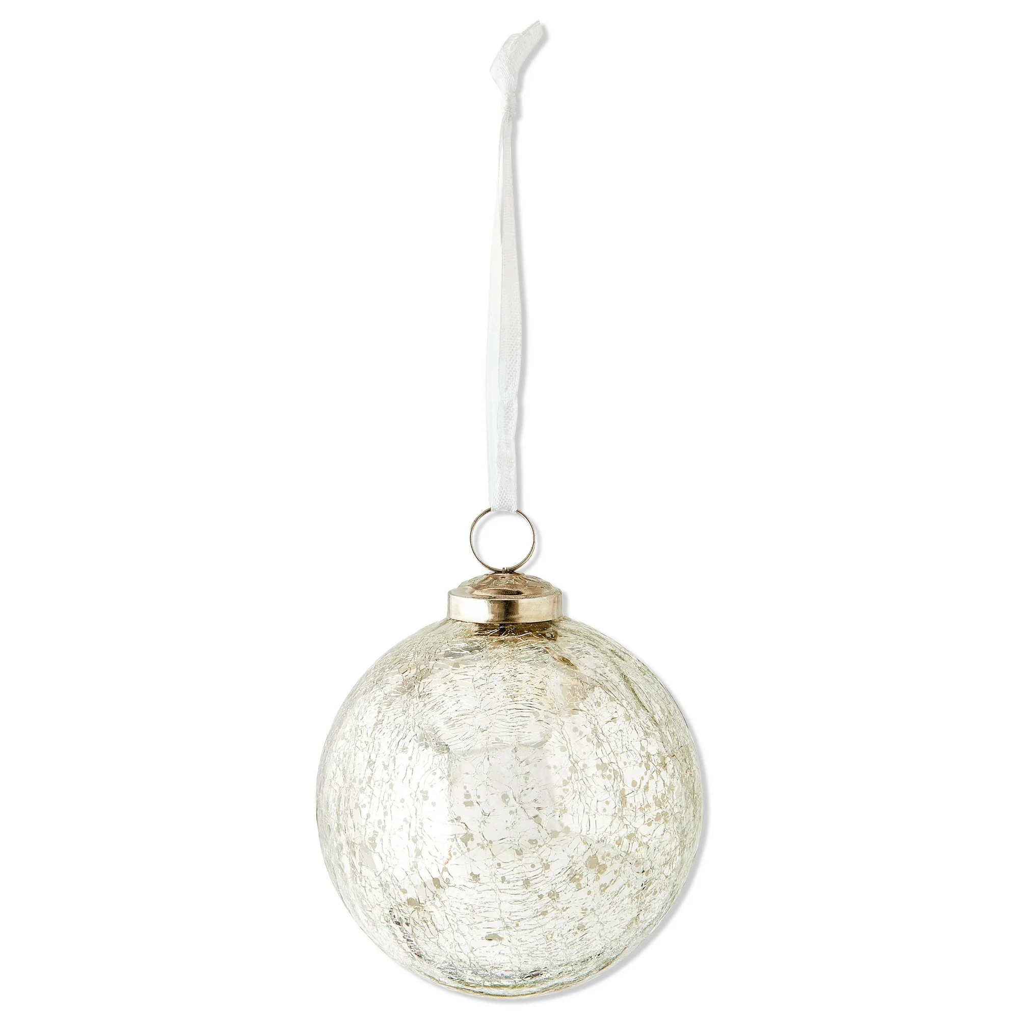 Silver Crackle Glass Ball Christmas Ornament, 4", by Holiday Time - Walmart.com | Walmart (US)
