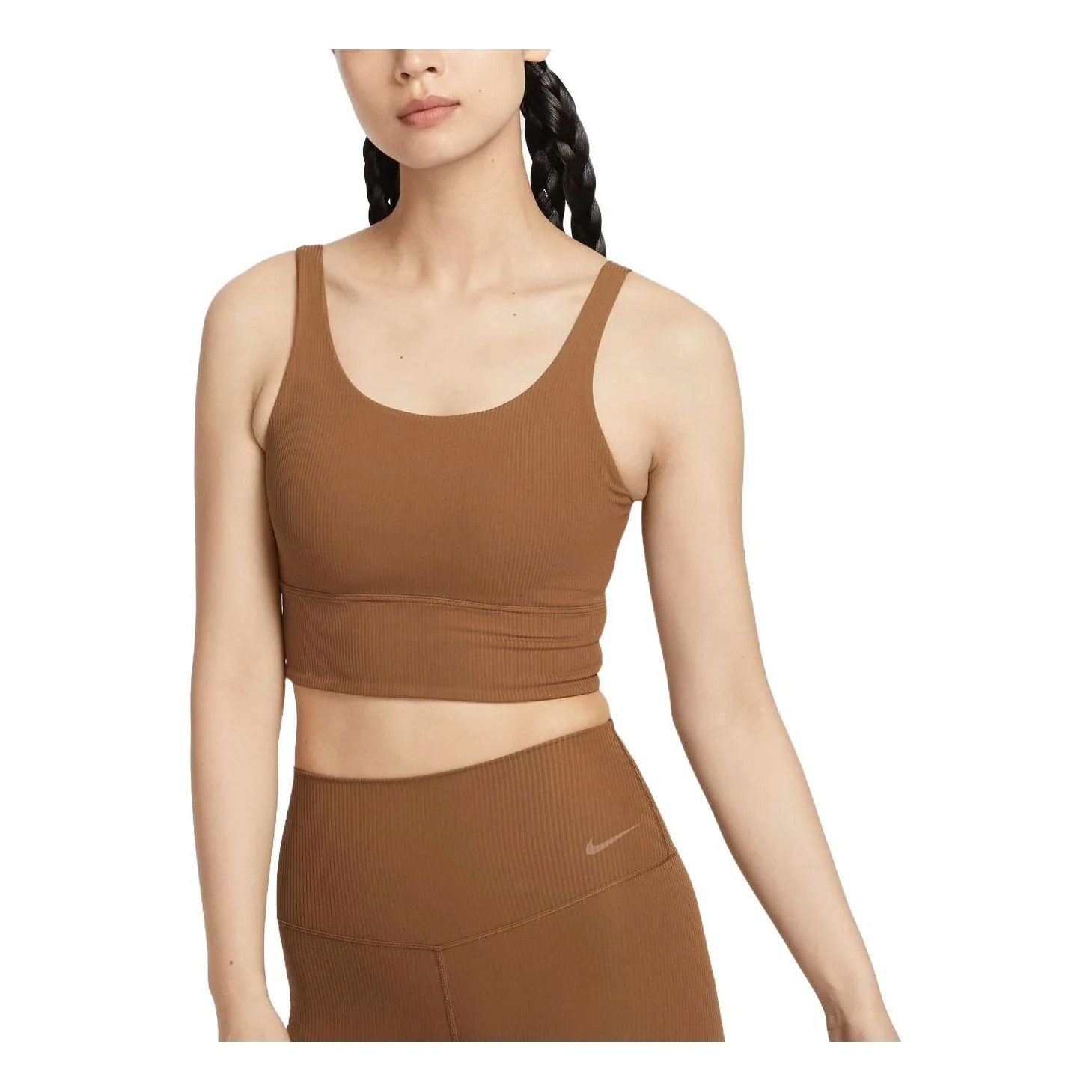 (WMNS) Nike Zenvy Rib Light-Support Padded Longline Sports Bra Asia Sizing 'Light British Tan' HF1543-281 | KICKS CREW