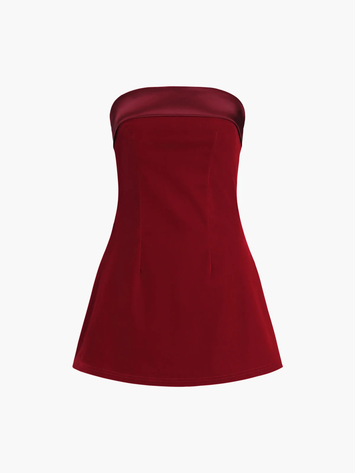Satin Velvet Strapless Short Dress | Commense
