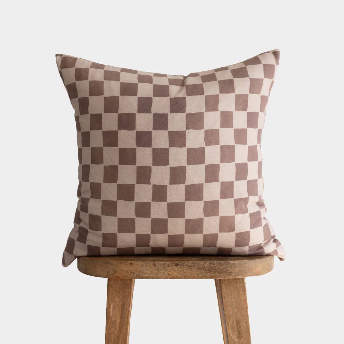 Tan + Brown Checkered - Pillow Cover Single - 18'' | 22" | 12x20" | Woven Nook