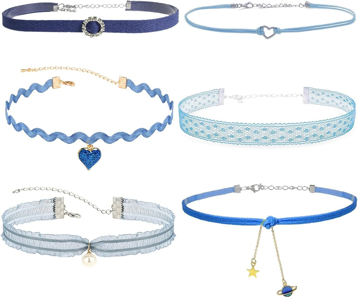 Nova&Aria Chokers Set For Women Heart Choker Necklaces Flower Pendant Velvet Cute Pink Turquoise ... | Amazon (US)