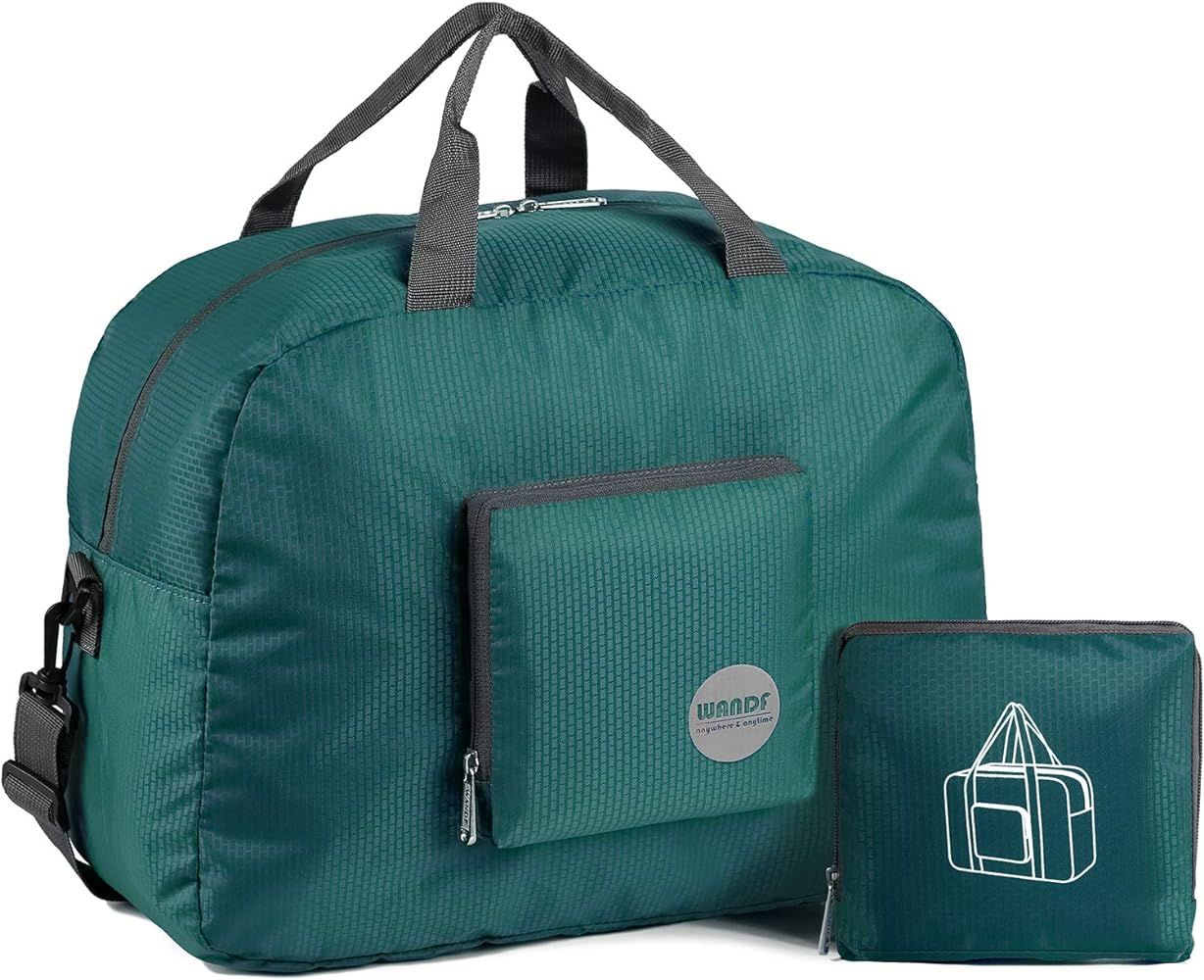 WANDF Foldable Travel Duffel Bag Luggage Sports Gym Water Resistant Nylon | Amazon (US)