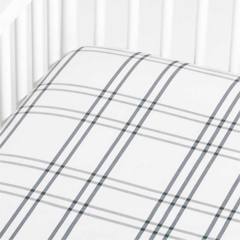 Stax Modern Organic Cotton Grey Baby Crib Fitted Sheet + Reviews | Crate & Kids | Crate & Barrel