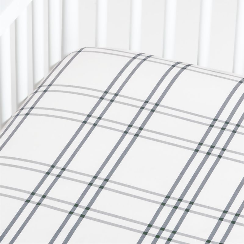 Stax Modern Organic Cotton Grey Baby Crib Fitted Sheet + Reviews | Crate & Kids | Crate & Barrel